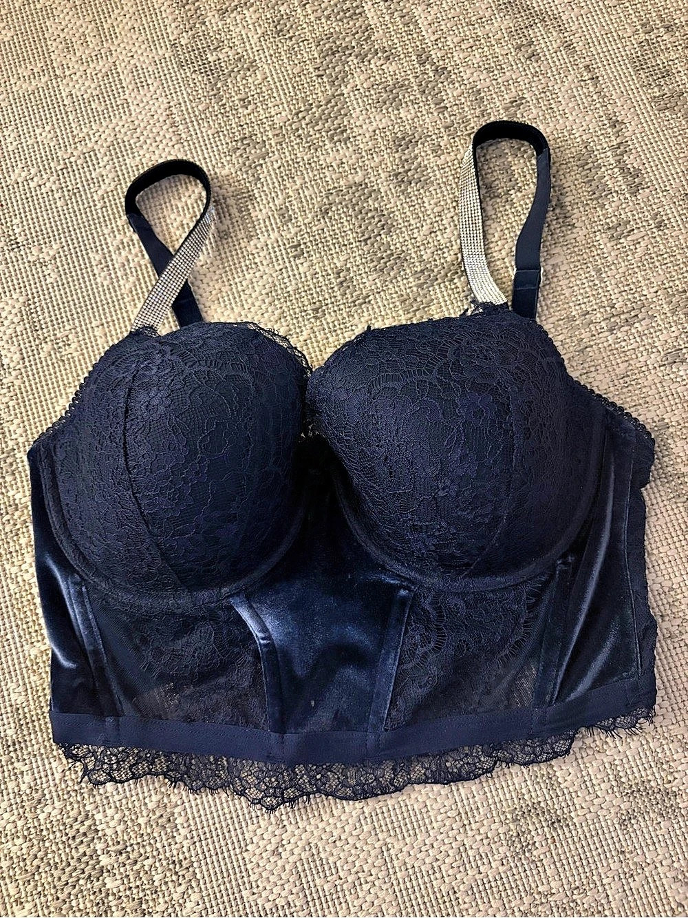 Victoria's Secret Dream Angels Lace & Velvet Shine Strap Corset Top Corset Top